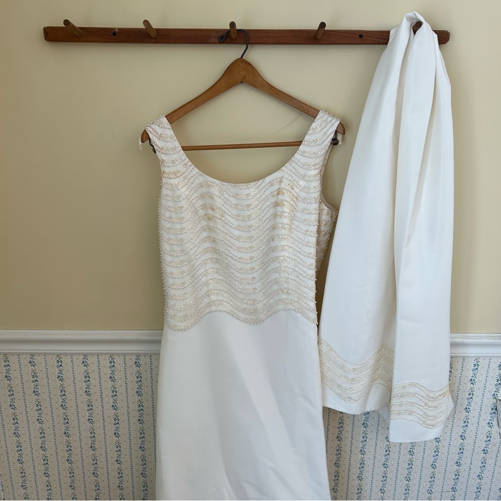 VINTAGE Oleg Cassini Wedding Gown with Scarf